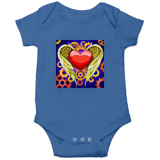 Mechanical Heart with Angel Wings Onesies