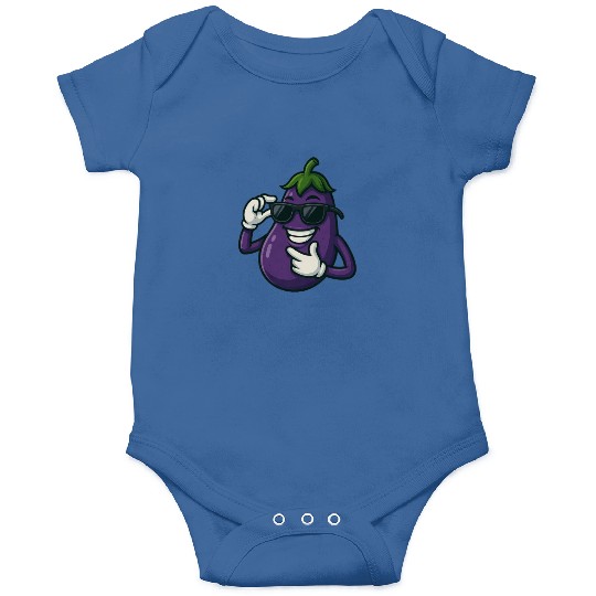 Cool eggplant vegetable design with sunglasses car Onesies