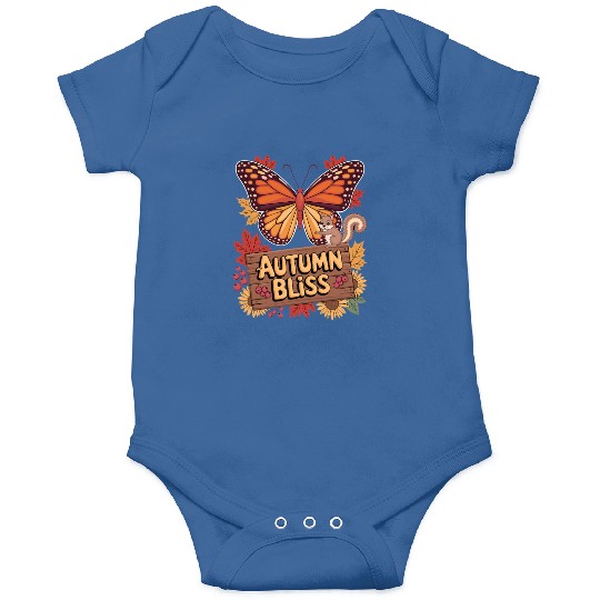 Autumn Bliss Butterfly Squirrel Leaves Fall Vibes Onesies