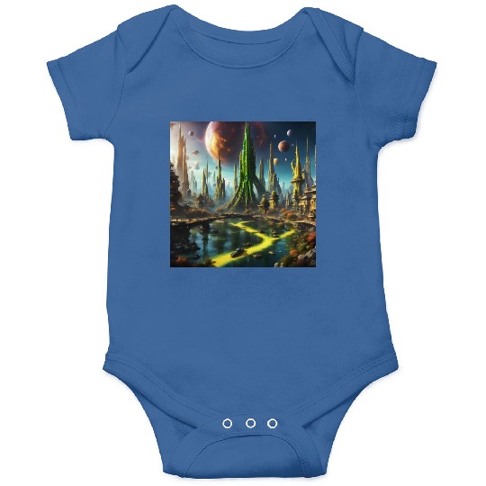 Alien World / Futuristic Sci-Fi Cityscape Onesies