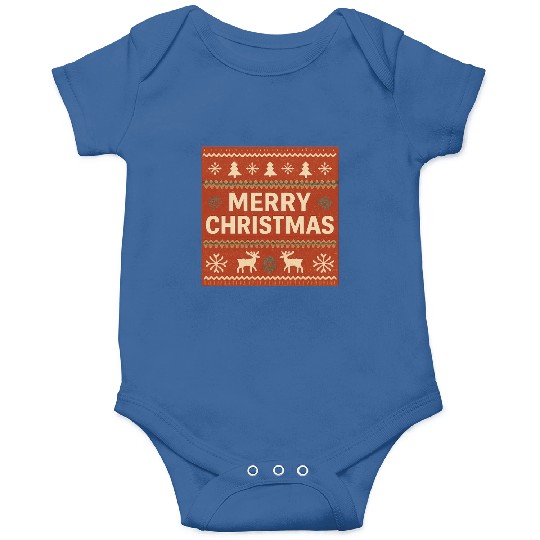 Festive Christmas Reindeer and Snowflakes Print Onesies