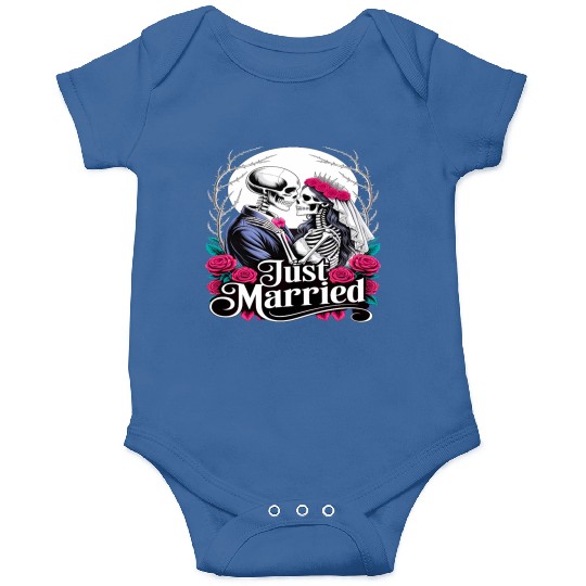 Gothic Just Married Skeletons Bride and Groom Onesies