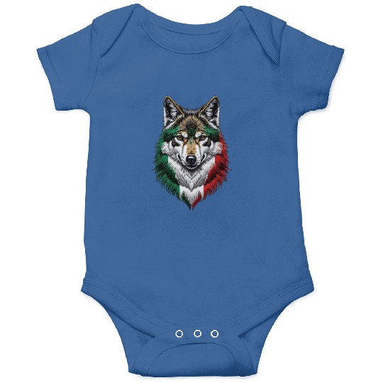 Italian Wolf Head Green White Red National Flag Onesies