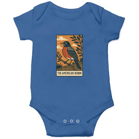 American Robin Nature Illustration Onesies