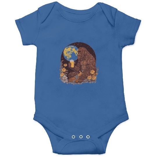 Bigfoot Drinking Beer by the Campfire Onesies
