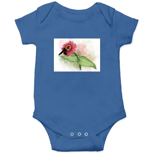 Wildflower and Bumblebee Illustration Onesies