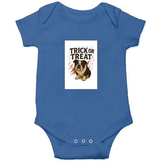Bulldog Halloween Trick or Treat Design Onesies