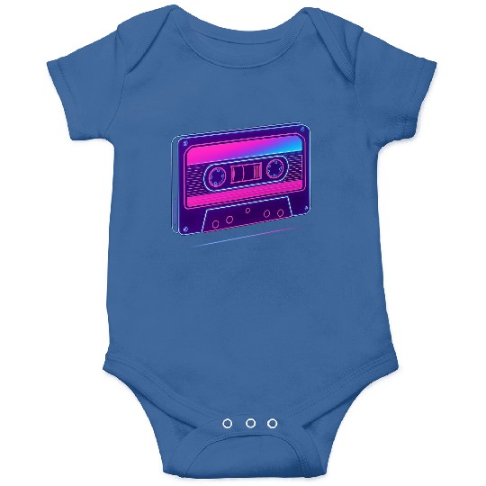 Neon Cassette Tape Retro Design Onesies