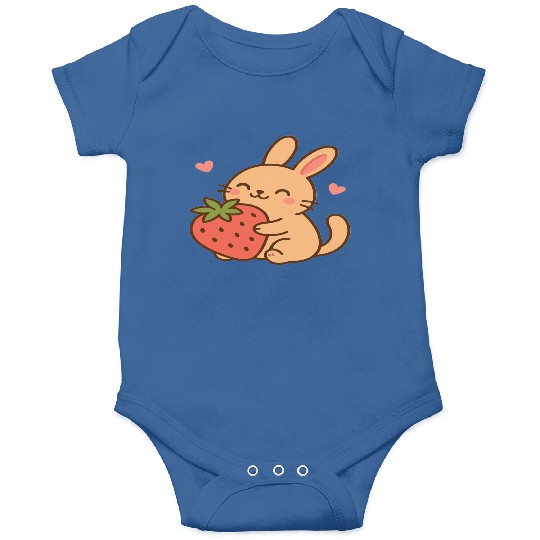 Cute Bunny Embracing Strawberry Design Onesies