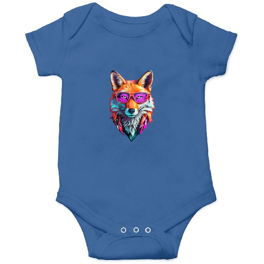 Vibrant Fox with Sunglasses Design Onesies