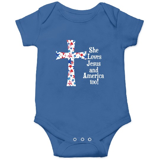 Patriotic Jesus Cross Design Onesies
