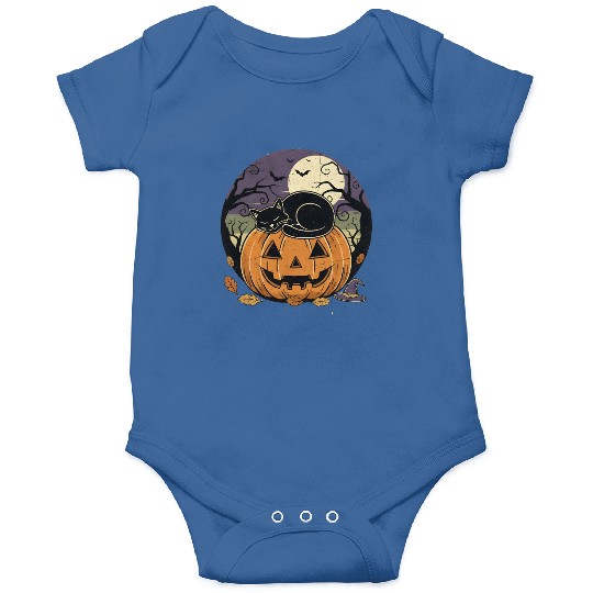 Spooky Cat Nap Pumpkin | Halloween Party Design Onesies