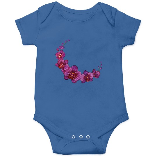 Violet Moon Orchid Flower branch illustration Onesies