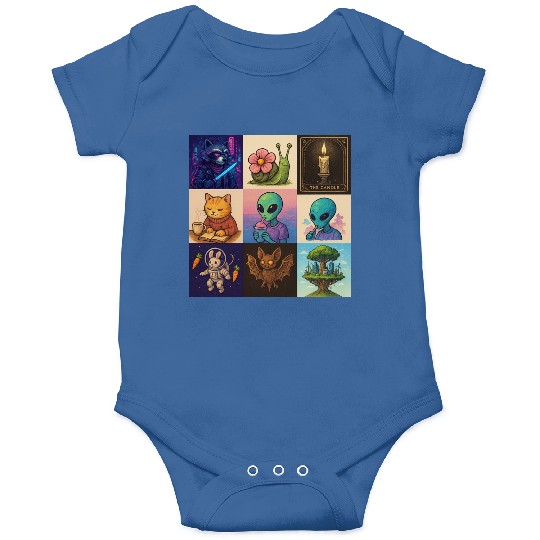 Whimsical Celestial Animal and Alien Designs Onesies