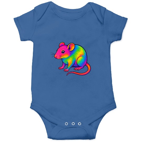 Vibrant Rainbow Rat Illustration Onesies