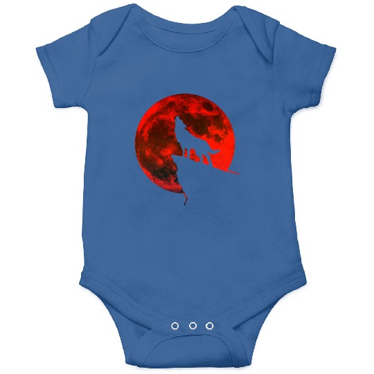 Howling wolf full blood moon space galaxy gift dog Onesies