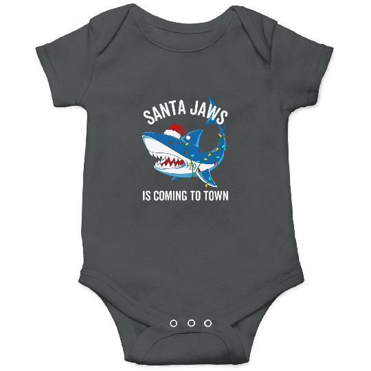 Santa Jaws Is Coming To Town Funny Christmas Shark Onesies