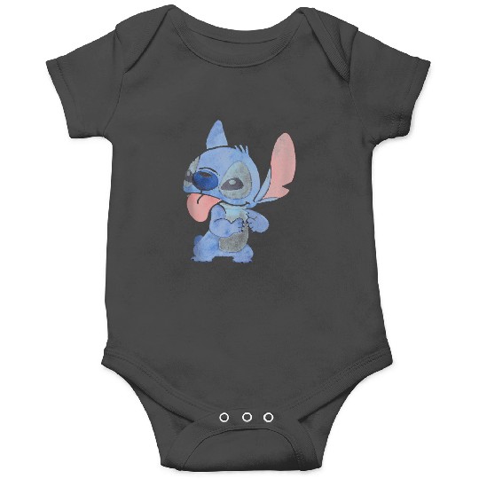Disney Lilo Stitch Watercolor Cute Silly Stitch Chest Logo Onesies