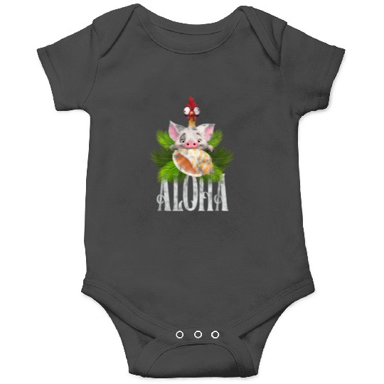 Disney Moana Aloha Pua And Hei Hei Distressed Tropical Logo Onesies