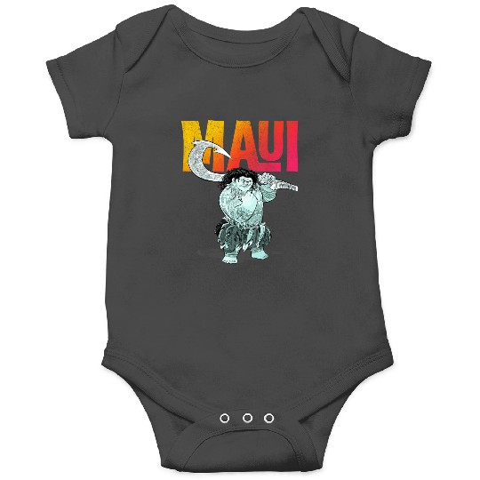 Disneyss Moana Maui Gradient Text Tough Pose Portrait Onesies
