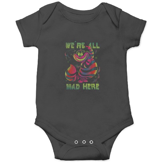 Disneyss Alice In Wonderland Cheshire Cat Neon All Mad Here Short Sleeve Onesies