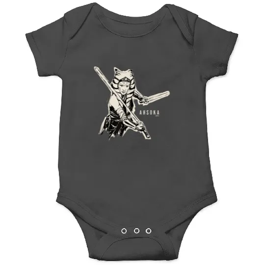 Star Warss Ahsoka Tano Black White Sketch Disneyss+ Onesies