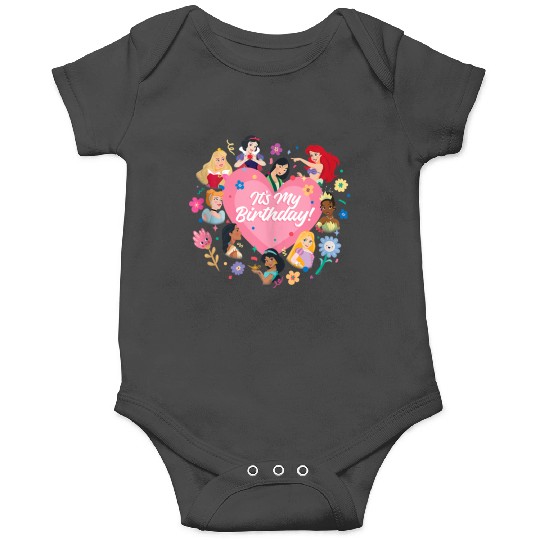 Disneyss Princess Pink Heart And Flowers Its My Birthday Onesies