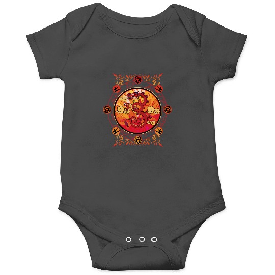 Disney Mulan Mushu Traditional Art Circle Portrait Onesies