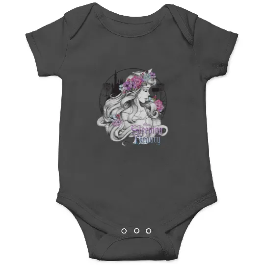 Disneyss Sleeping Beauty Floral Sketched Portrait Onesies