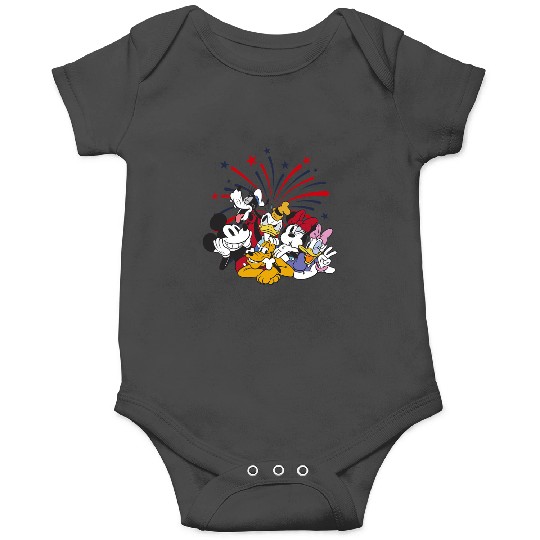 Disney Mickey and Friends 4th Of July Group Fireworks Onesies