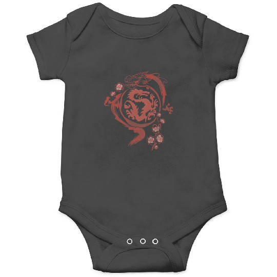 Disney Mulan Mushu Red Ink Wash Dragon Onesies