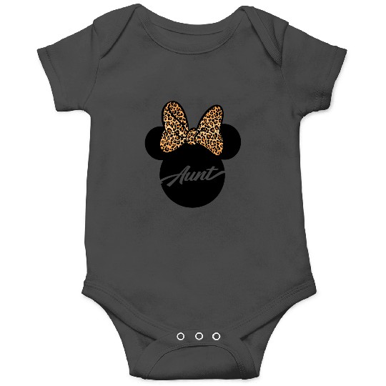 Disney Minnie Mouse Aunt Leopard Print Bow Big Chest Logo Onesies