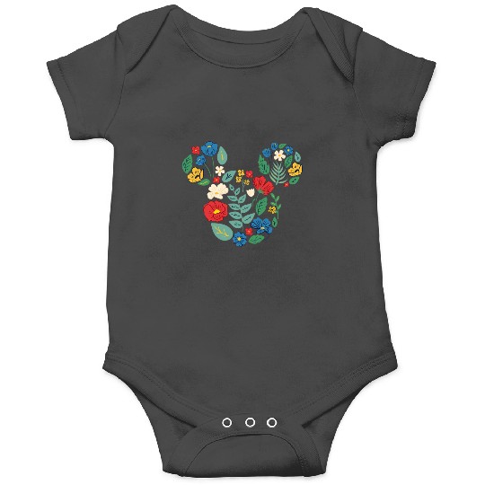 Disney Mickey Mouse Head Shape Icon Flowers Garden Spring Onesies