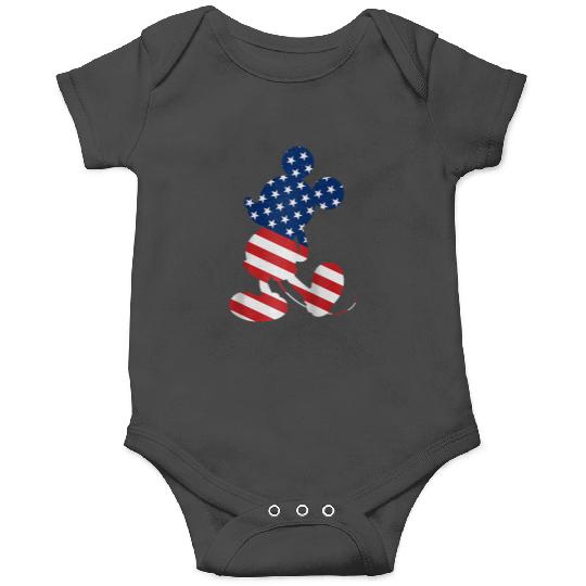Disney Mickey Mouse American Flag USA T  Raglan Baseball Tee Onesies