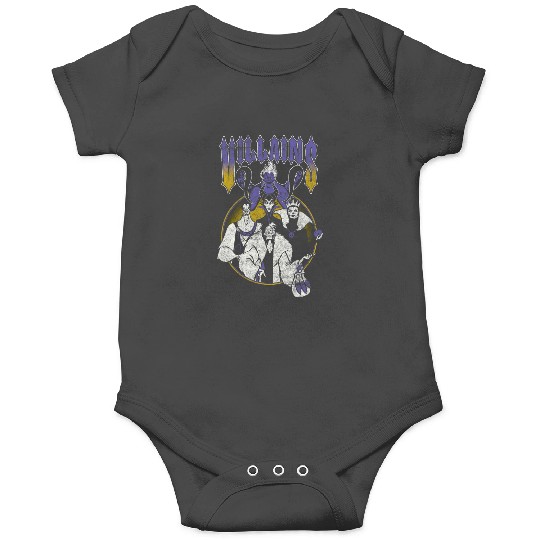 Discover Disney Villains Group Shot Metal Gang Distressed Logo Onesies