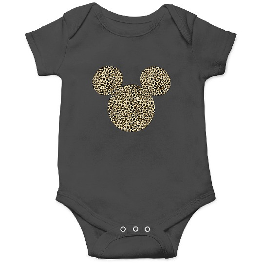 Disneyss Mickey Mouse Cheetah Print Silhouette Fill Short Sleeve Onesies