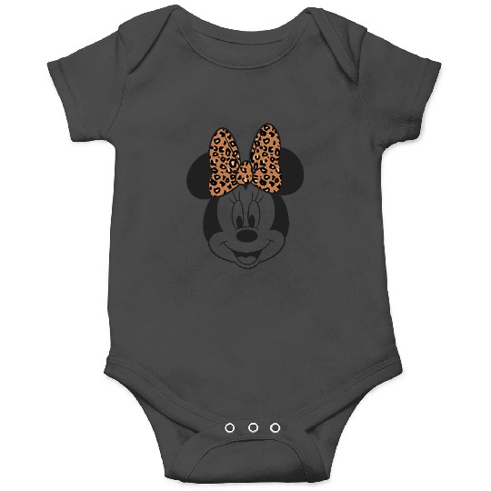 Discover Disney Minnie Mouse Leppard Print Bow Minnie Pocket Logo Onesies