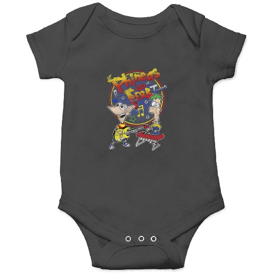 Disney Phineas And Ferb-Tones Distressed Band Logo Onesies