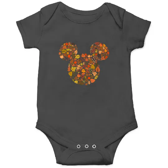 Disney Mickey Mouse Head And Ears Icon Fall Leaves Onesies
