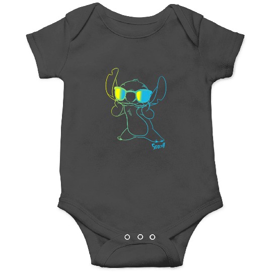 Disney Lilo Stitch Cool Stitch Neon Outline Chest Portrait Onesies