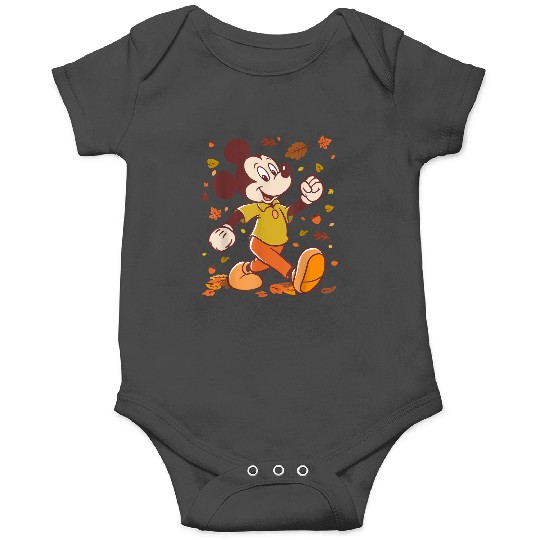 Disney Mickey Mouse Strolling Through Autumn Leaves Fall Onesies
