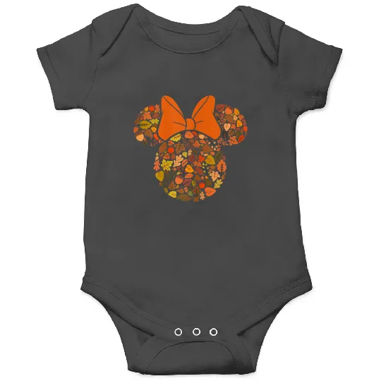 Disney Minnie Mouse Head And Ears Icon Fall Leaves Onesies