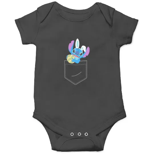 Disney Stitch Easter Egg and Bunny Ears Corner Pocket Art Onesies