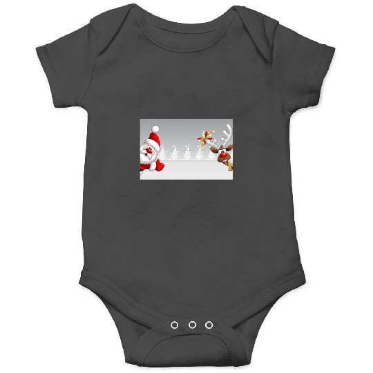 Santa Rudolph tree snow Christmas theme  : Mickey Disney Christmas, Disney Christmas Onesies