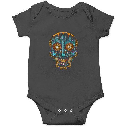 Disneyss Pixars Coco Colorful Iconic Day Of The Dead Skull Logo Onesies