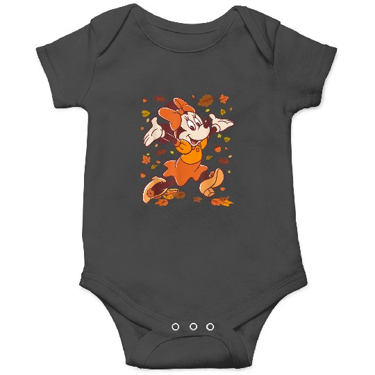 Disneyss Minnie Mouse Strolling Through Autumn Leaves Fall Onesies