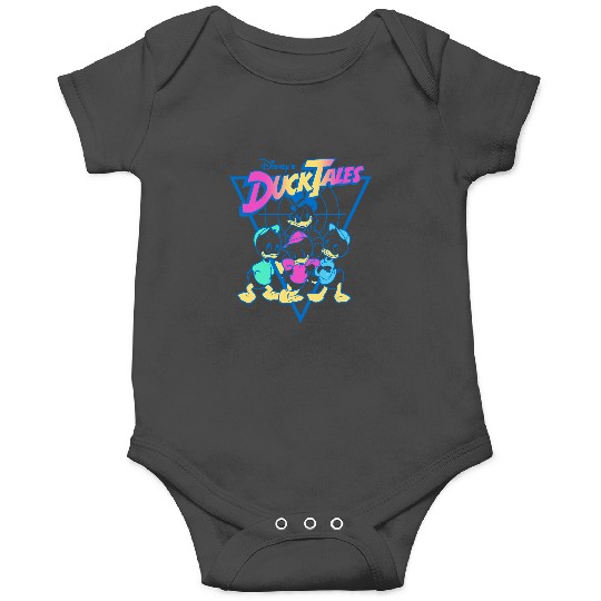 Disney DuckTales Vintagess Neon Outlines Group Shot Distressed Onesies