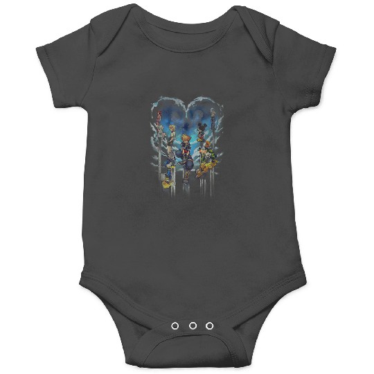 Disneyss Kingdom Hearts Main Characters Heart Shape Distressed Onesies