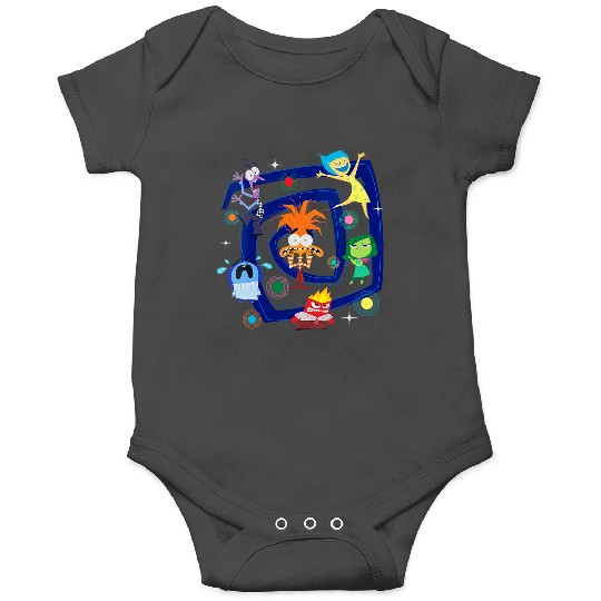 Womens Disney Pixar Inside Out 2 Emotions Spiral Of Anxiety Retro V-Neck Onesies