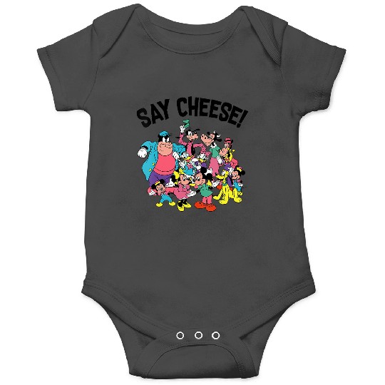 Womens Disney Mickey And Friends Goofy Say Cheese Retro Group Shot V-Neck Onesies